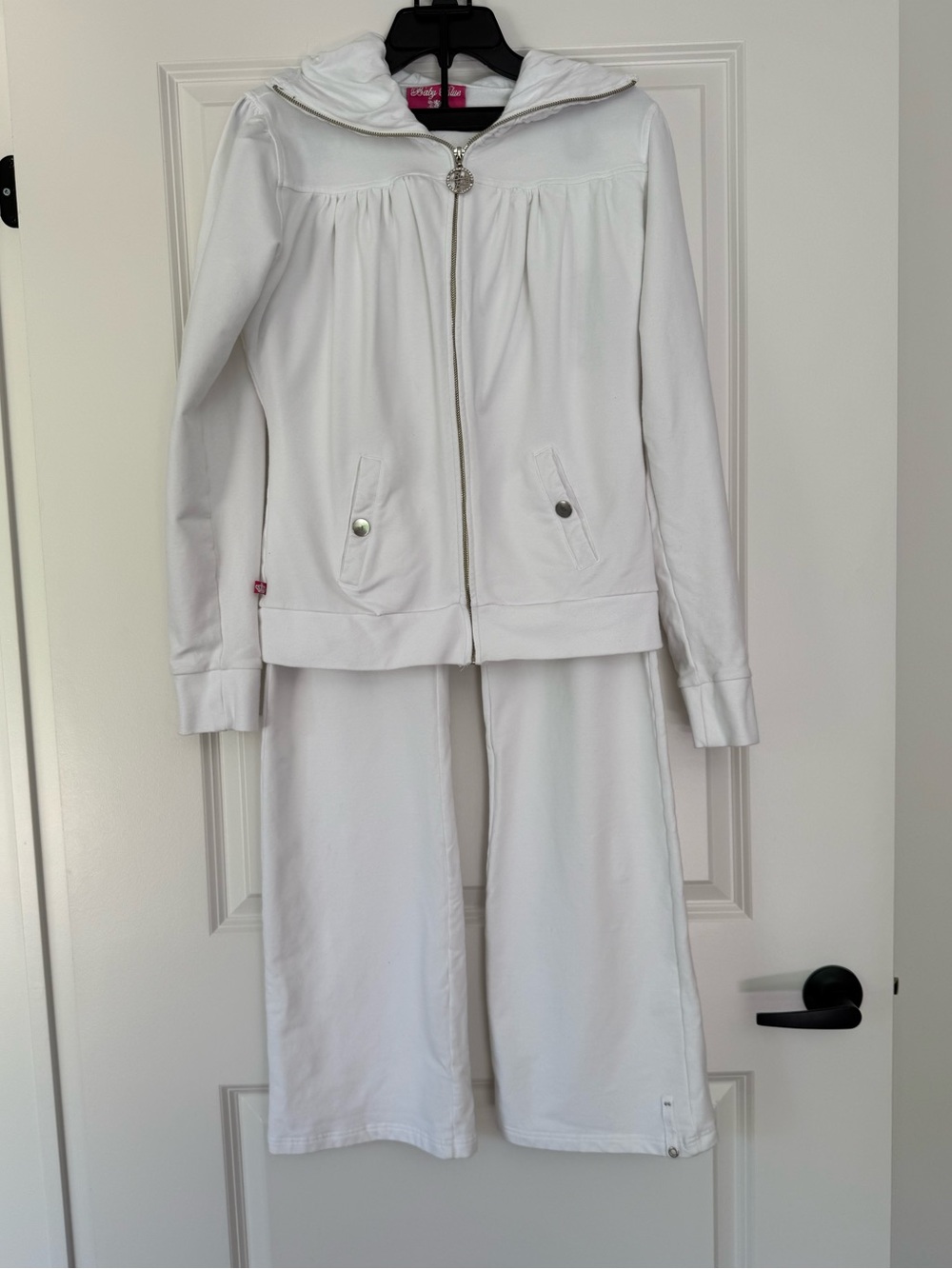 White Women's Hoodie Jacket & Wide-Leg Pants Set